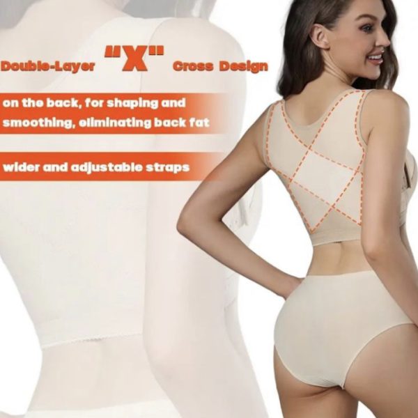 The Baddie Booty compression bra features a front-adjustable closure and X-back support for a "snatched" posture and easy recovery.