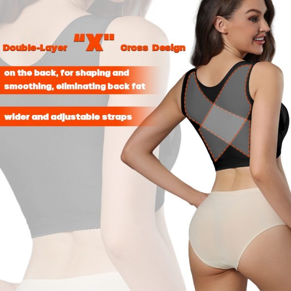 The Baddie Booty compression bra features a front-adjustable closure and X-back support for a "snatched" posture and easy recovery.